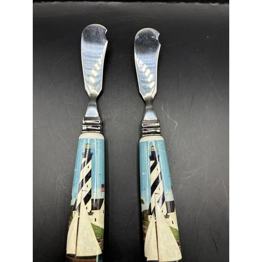 Lighthouse/Sailboat Ceramic Spreader Knives by Warren Kimble Coastal Breeze 2